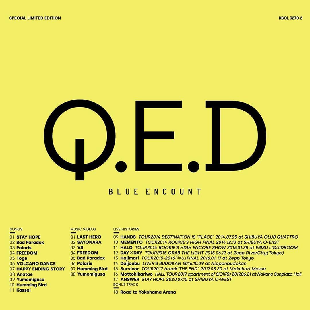 BLUE ENCOUNTさんのインスタグラム写真 - (BLUE ENCOUNTInstagram)「11/18リリース「Q.E.D」 収録内容＆ジャケット解禁！ #ブルエン  #ブルエンQED」9月18日 20時38分 - blueencount_official