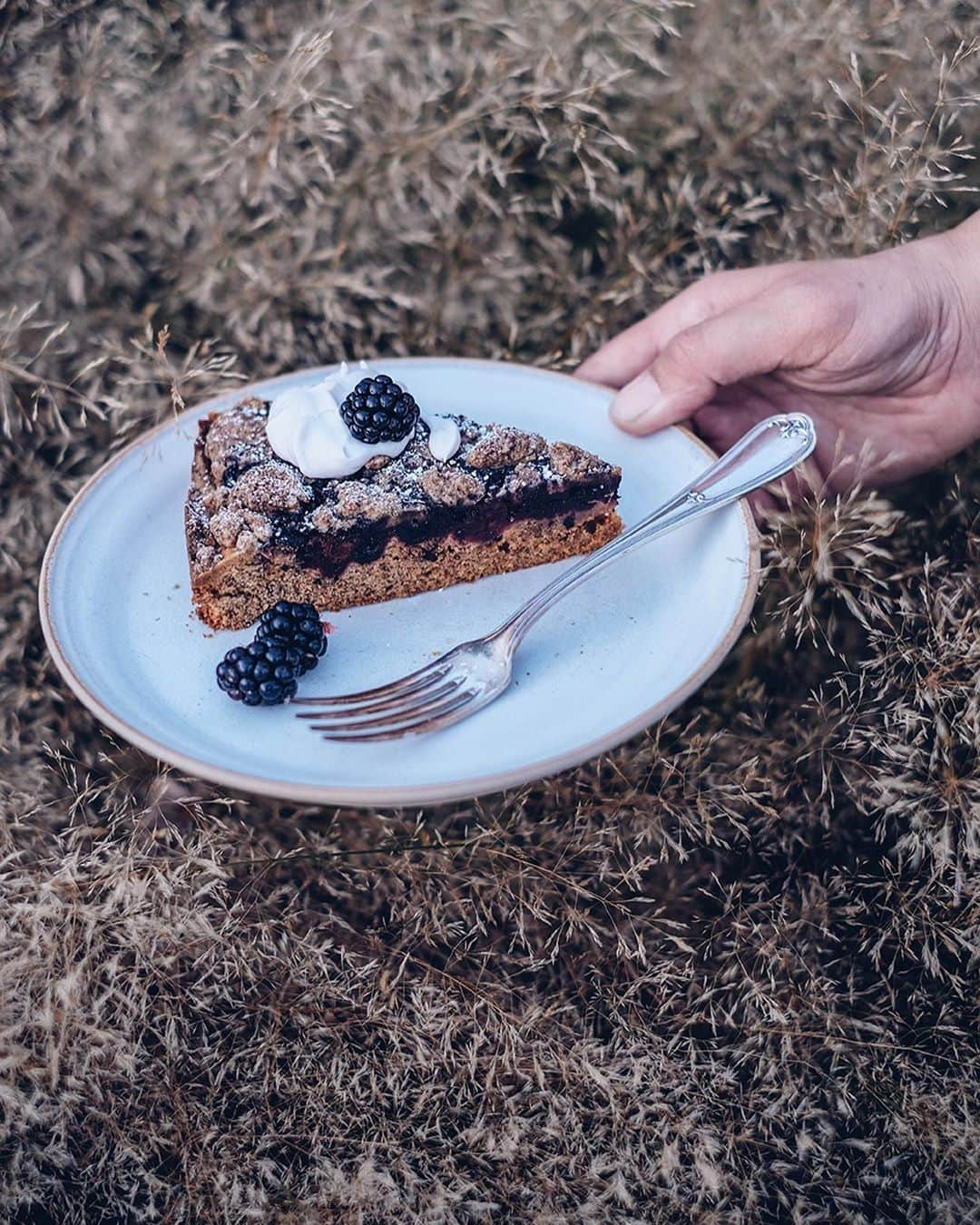 Our Food Storiesさんのインスタグラム写真 - (Our Food StoriesInstagram)「More photos from this delicious gluten-free blackberry-blueberry crumble cake 🤗 Get the recipe on the blog, link is in profile. Happy Friday guys 🌿 #ourfoodstories_countryside  ____ #picnicfood #picnicday #summermoments #glutenfreerecipes #glutenfreeeats #glutenfri #glutenfrei #momentslikethese #fellowmag #verilymoment #foodstylist #foodphotographer #germanfoodblogger #simplejoys」9月18日 23時29分 - _foodstories_