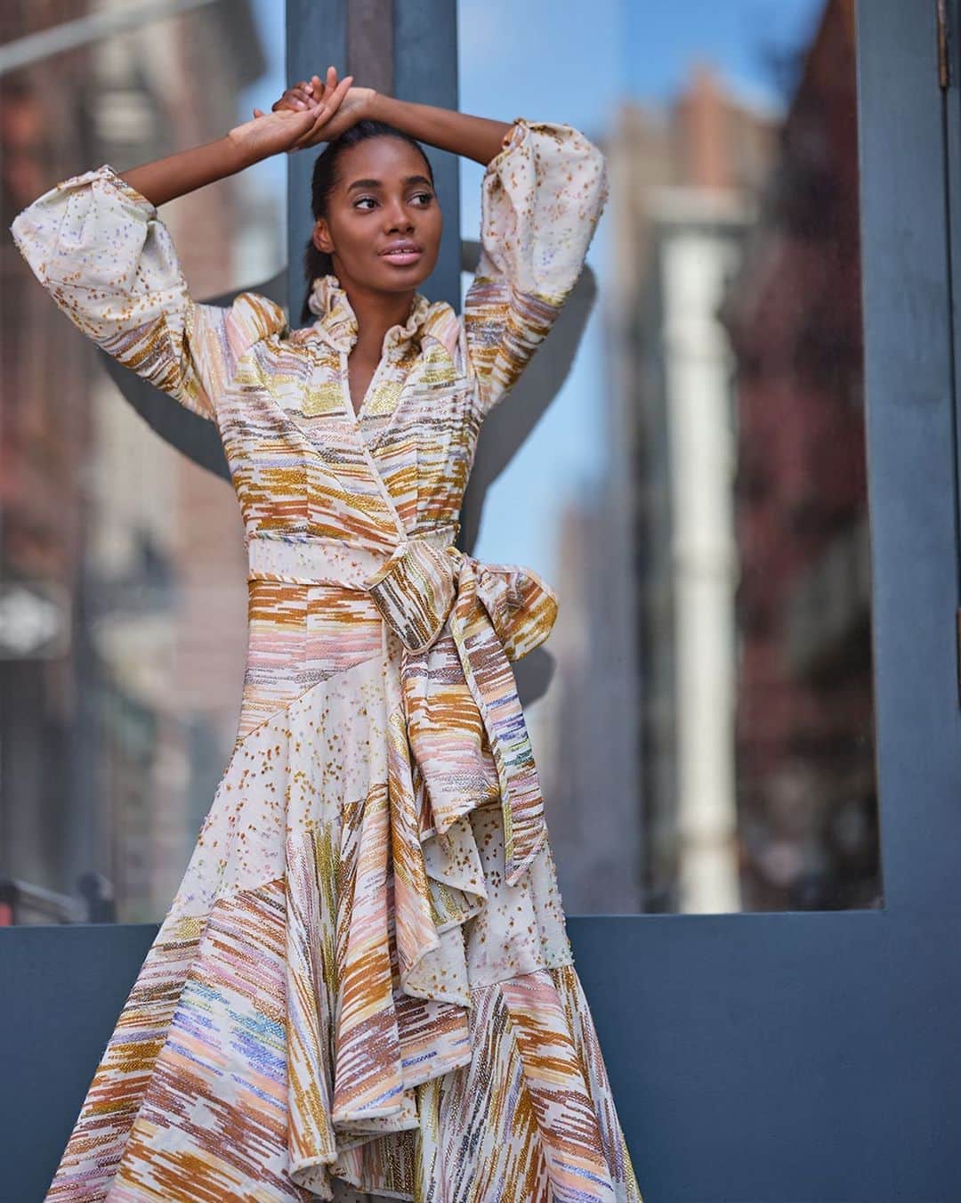 のインスタグラム：「NEW AT SAKS: Trained by Karl Lagerfeld and inspired by vintage silhouettes, British designer @annamasonlondon delivers romantic, timeless designs. #SaksStyle」