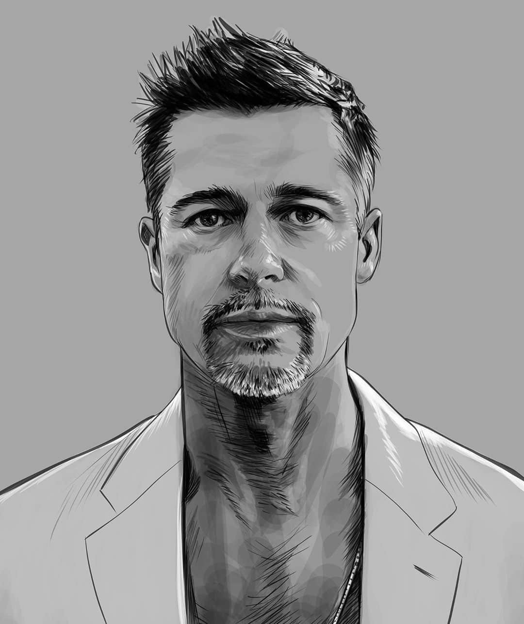 てらりんさんのインスタグラム写真 - (てらりんInstagram)「『ブラッド・ピット(Brad Pitt)さん』 #似顔絵 #イラスト #イラストレーション #俳優 #ブラッドピット #caricature #illustration #portrait #artwork #drawing #actor #BradPitt」9月19日 0時07分 - terarin08