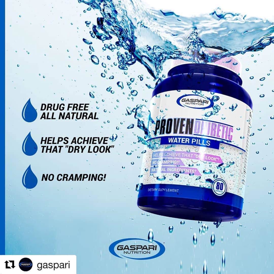 のインスタグラム：「#Repost @gaspari with @get_repost ・・・ Just a pound or two of excess water under your skin can blur even the most perfect physique. Our NEW #ProvenDiuretic is a proven synergy of natural diuretic elements that helps get rid of that fluid, while proven minerals and electrolytes help keep your muscles from cramping while you dry out for that dense hard look you crave. 🔹Drug-free, All Natural 🔹Helps achieve that "dry look" 🔹No Cramping! Head to GaspariNutrition.com & purchase your bottle today! #Gaspari #Proven #GaspariNutrition #TeamGaspari #Bodybuilding #Fitness #Workout #Exercise #Healthy #WaterPill #Diuretic」