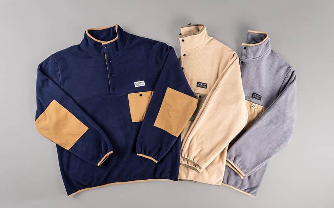 パブリッシュブランドのインスタグラム：「Owen - 320g polar fleece pullover / woven contrast elbow patch / contrast chest pocket with snap closure.  . . . . #publishbrand #todayfortomorrow #polarfleece」