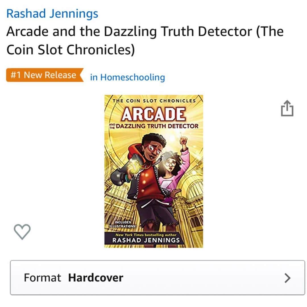 ラッシャッド・ジェニングスのインスタグラム：「I’m a lover of truth, as I’m sure many of you are. And I love truth even more when it dazzles! I’m truly humbled by my fifth AMAZON #1 NEW RELEASE and the newest book in my Coin Slot Chronicles series—ARCADE and the DAZZLING TRUTH DETECTOR! Get a copy for a kid you know or the kid in you wherever books are sold! #1NewRelease #ArcadeLivingston #ShadTheAuthor link in bio」