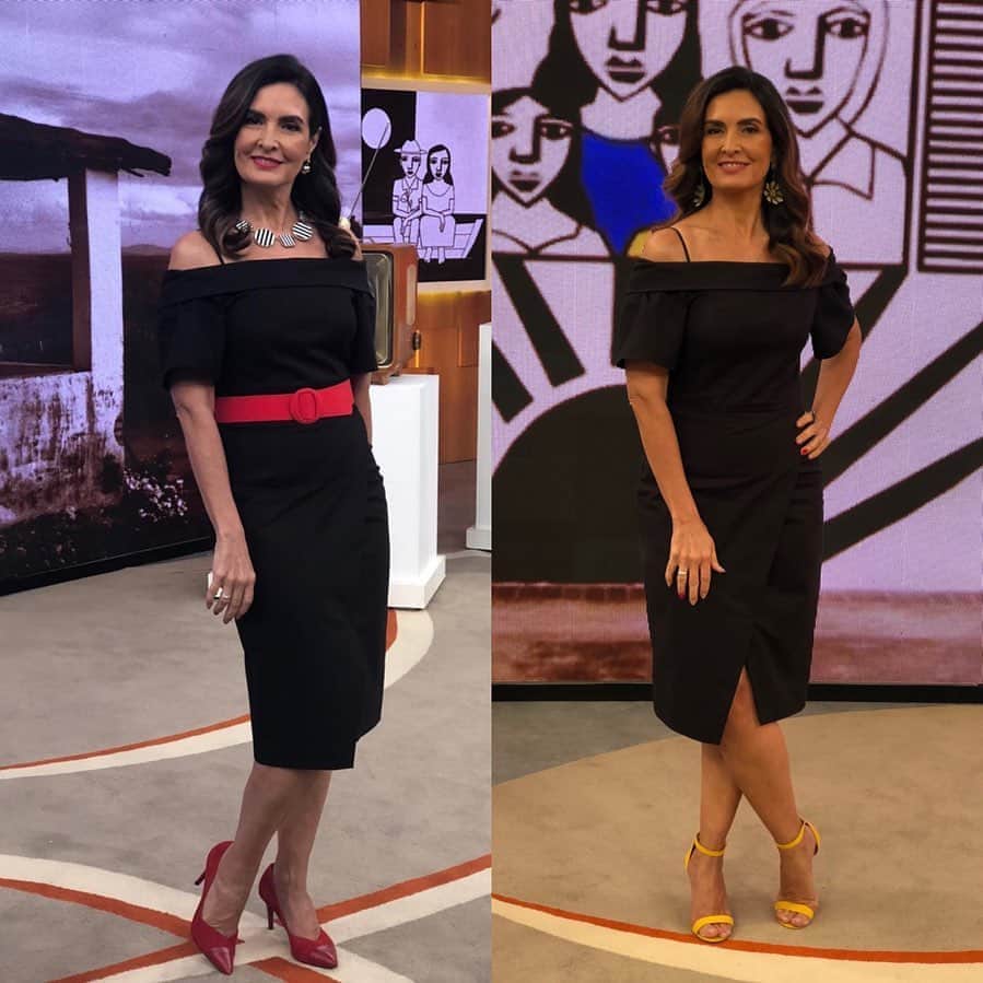 ファチマ・ベルナルデスのインスタグラム：「Hj a televisão no Brasil completa 70 anos. Amo de paixão! Um trabalho feito por muitos para muitos. No #encontrocomfatima relembramos alguns momentos dessa história. E fizemos uma brincadeira com o meu figurino. Um vestido moderno usado como nos anos 50. E depois na versão para os dias de hj. De qual opção vc gosta mais?」