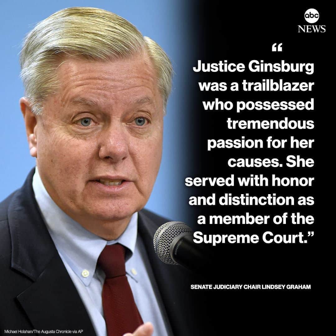 ABC Newsさんのインスタグラム写真 - (ABC NewsInstagram)「NEW: Senate Judiciary Chair Lindsey Graham: "Justice Ginsburg was a trailblazer who possessed tremendous passion for her causes. She served with honor and distinction as a member of the Supreme Court." #lindseygraham #ruthbaderginsburg #rbg #supremecourt」9月19日 10時17分 - abcnews