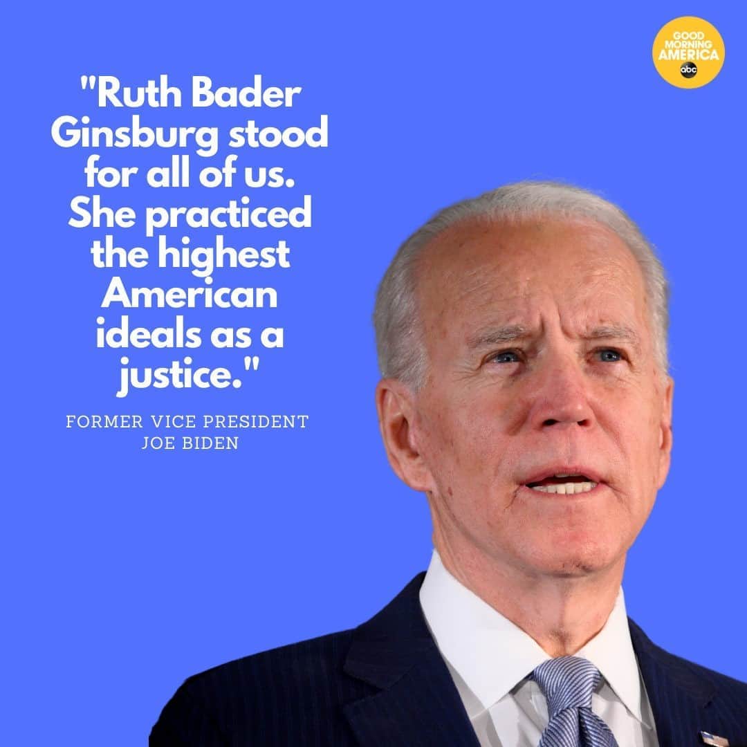 Good Morning Americaさんのインスタグラム写真 - (Good Morning AmericaInstagram)「BREAKING: Joe Biden speaks following death of Supreme Court Justice Ruth Bader Ginsburg.  "Ruth Bader Ginsburg stood for all of us," Joe Biden says, "She practiced the highest American ideals as a justice."」9月19日 11時08分 - goodmorningamerica