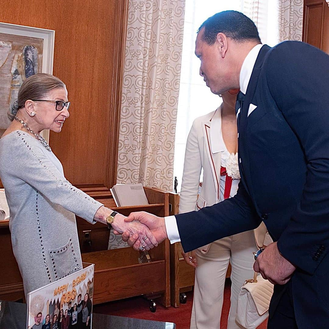 アレックス・ロドリゲスさんのインスタグラム写真 - (アレックス・ロドリゲスInstagram)「I am so deeply saddened to hear the news of Justice Ruth Bader Ginsburg’s passing. She was a true hero, icon and inspiration. . A champion of gender equality. She dedicated her career and her life to helping others through the power of law. . Jen & I were lucky enough to sit with her when we were invited to the Supreme Court. Words cannot capture the emotion and the humility we felt by being in her presence. It was truly a day I will never forget. We discussed passion in your work, doing the right thing, and even a little baseball and opera. . Thank you for your service and your constant goal in making our nation an ever more perfect union. You will be deeply missed by all. . My thoughts and prayers are with your family and friends.  . RIP, RBG. ❤️💔🙏  . 📷: Fred Schilling」9月19日 11時41分 - arod