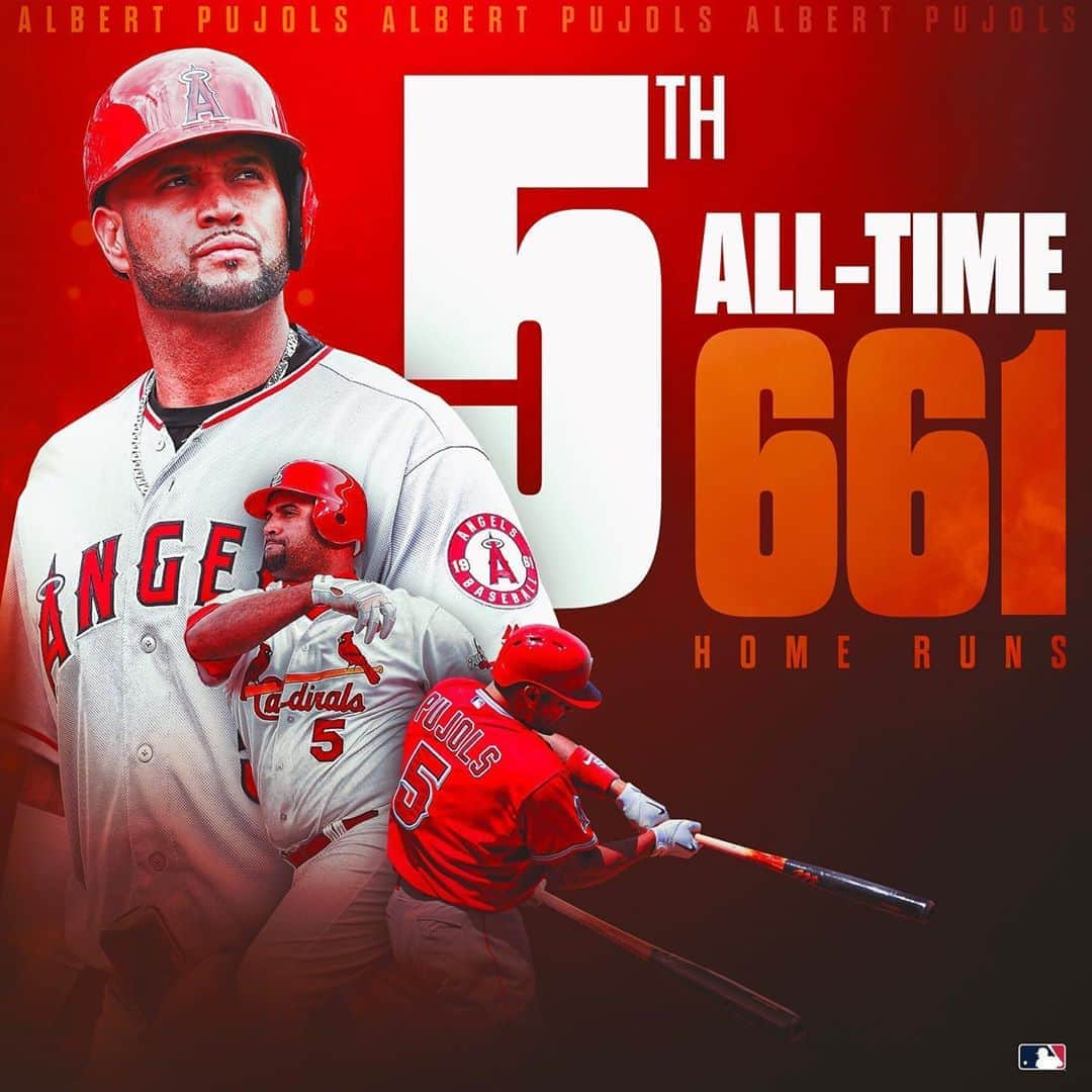 MLBさんのインスタグラム写真 - (MLBInstagram)「No. 5 is now 5th all-time in dingers. 6️⃣6️⃣1️⃣」9月19日 11時55分 - mlb