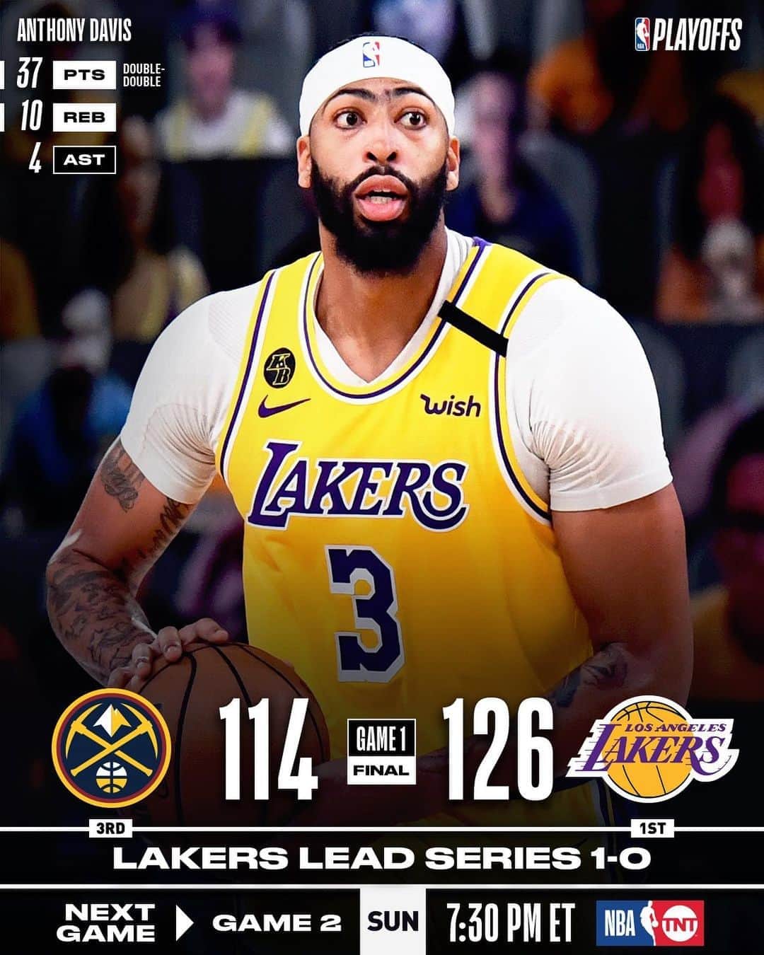 NBAさんのインスタグラム写真 - (NBAInstagram)「The @lakers take 1-0 Western Conference Finals lead with 126-114 victory on @antdavis23’s 37/10/4!  #WholeNewGame  #NBAPlayoffs」9月19日 12時47分 - nba