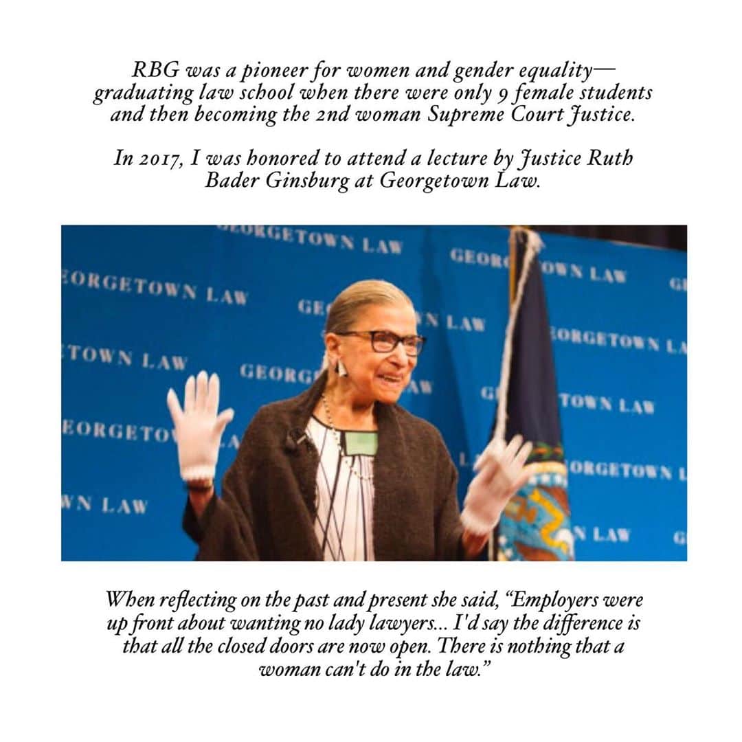 ティファニー・トランプのインスタグラム：「Thank you, Justice Ruth Bader Ginsburg for being a trailblazer for women in the legal field, a pioneer for women and gender equality, and for showing that patriotism hinges not on agreement, but on the unwavering commitment to persevere, to listen, to learn, and to develop together.   Justice Ginsburg, an icon of the left, and Justice Scalia, an icon of the right, were great friends- regardless of their different ideologies.   Ginsburg admired Scalia for his love of the constitution and his fierce devotion to defend it how he believed was intended. Ginsburg often disagreed with his jurisprudence, but she too sought to defend the Constitution how she believed it was intended to by the founders. Scalia once even gave Ginsburg an advance notice of his dissent so Ginsburg could make her majority opinion better.   What both understood about each other was that, despite their vast differences of opinion, they shared a truly unique bond - that of dedicating their life to advancing this country.  May we learn from your devout commitment to justice so that we, too, may find extraordinary (and perhaps surprising) friendships among our fellow Americans, and continue your work to build a better and more just nation. #RBG #RIP」