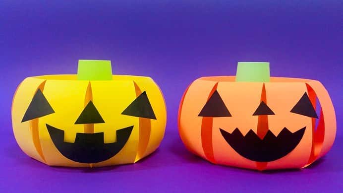 のインスタグラム：「ハロウィン工作「カボチャの帽子」  お子さんがかぶったら絶対かわいい♪  そして簡単に作れちゃう！  今年のコスプレはコレで決まりだー☆  作り方はYouTube「ちゃんねるできたくん」を見てね！  #ハロウィン #工作大好き #おばけカボチャ #ジャックオーランタン」