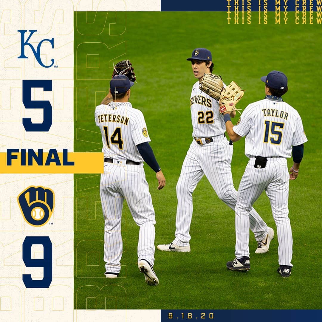 ミルウォーキー・ブルワーズさんのインスタグラム写真 - (ミルウォーキー・ブルワーズInstagram)「Keeping the pace. #ThisIsMyCrew  The Brewers hit three home runs-including a grand slam by Jacob Nottingham-en route to a big win over the Royals on Friday. The Crew is just one game back with 10 to play.」9月19日 12時59分 - brewers