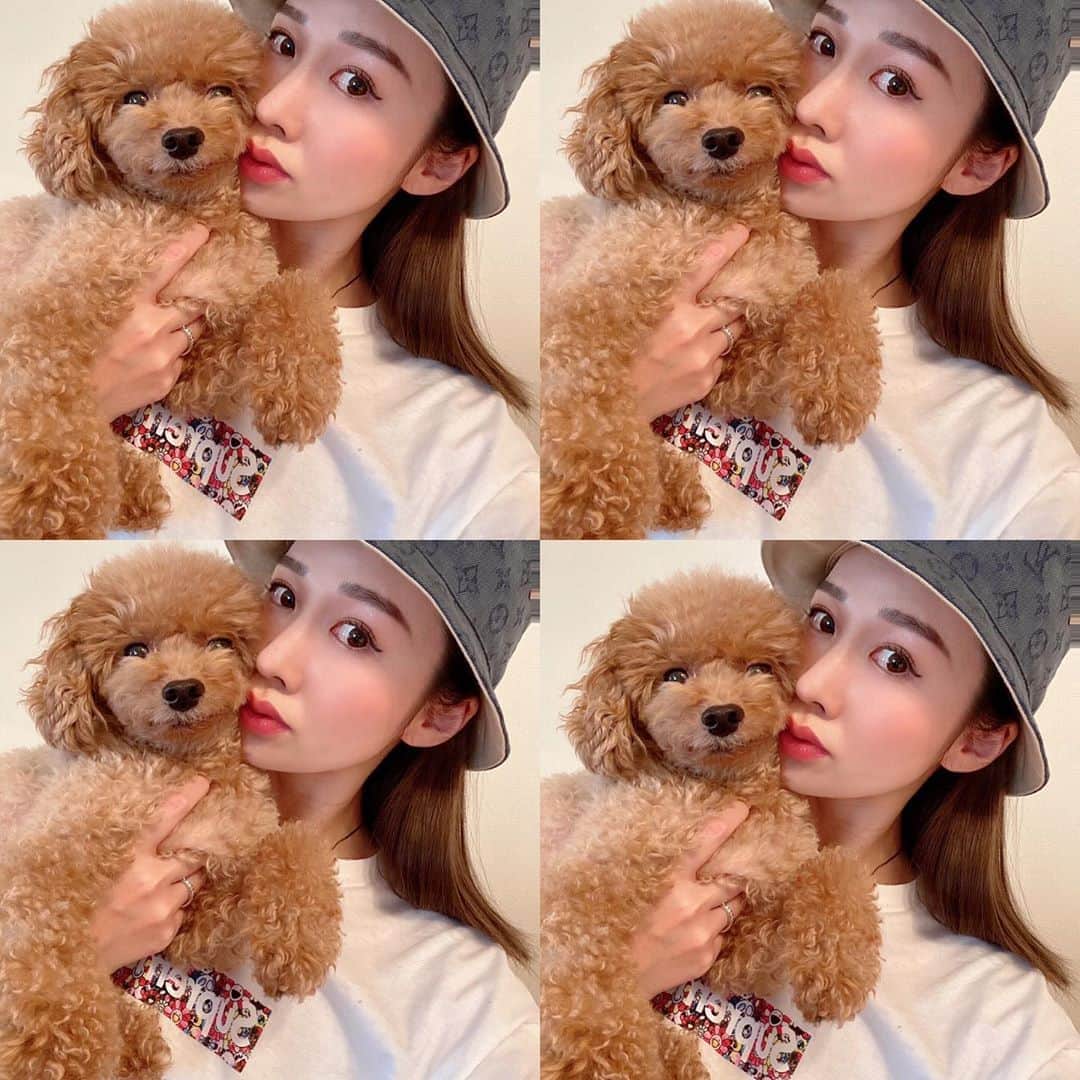 shihoのインスタグラム：「ひさびさのぽむちんと🐶💜 . . . . . 美容事情まとめ✍️  まつげパーマ @salon__ef__official   hairstyleはずーーっと @oasis3142  今回はきもち明るくした♥︎ @yu_suke_kuri  いつもありがとう！  色々いくけど基本のお肌の メンテナンスは何年も変わらず @sbeautyclinic  @dr.y.yumi 先生いつも ありがとうございます♡」