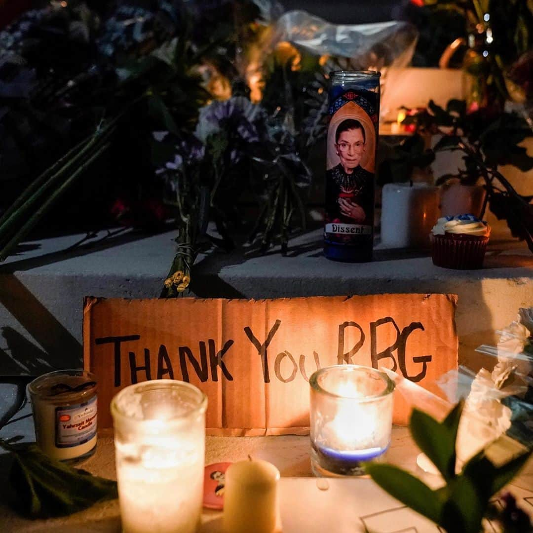 TIME Magazineさんのインスタグラム写真 - (TIME MagazineInstagram)「Candles, flowers and more outside the Supreme Court in Washington, D.C., where crowds gathered to mourn the death of Ruth Bader Ginsburg at 87 on Sept. 18. Ginsburg's early work toward greater equality was often founded on the knowledge—hard won in her own life and evident in the world around her—that the old stereotypes on which many past standards had been built no longer applied, and that life could be better once that fact was recognized, writes Lily Rothman. With that knowledge, brought to bear for her clients and later as an Associate Justice on the Supreme Court, she helped move American jurisprudence a little bit closer to what she saw as its true purpose. That purpose was something she described to @time in 1977, when she was named by the magazine as one of the nation’s top ten law professors: "To reflect and respond to the needs of the society it serves, preserving freedom while preventing turmoil." Read more at the link in bio. Photograph by Joshua Roberts (@jprpix)—@reuters and @al_drago—@reuters」9月19日 14時12分 - time