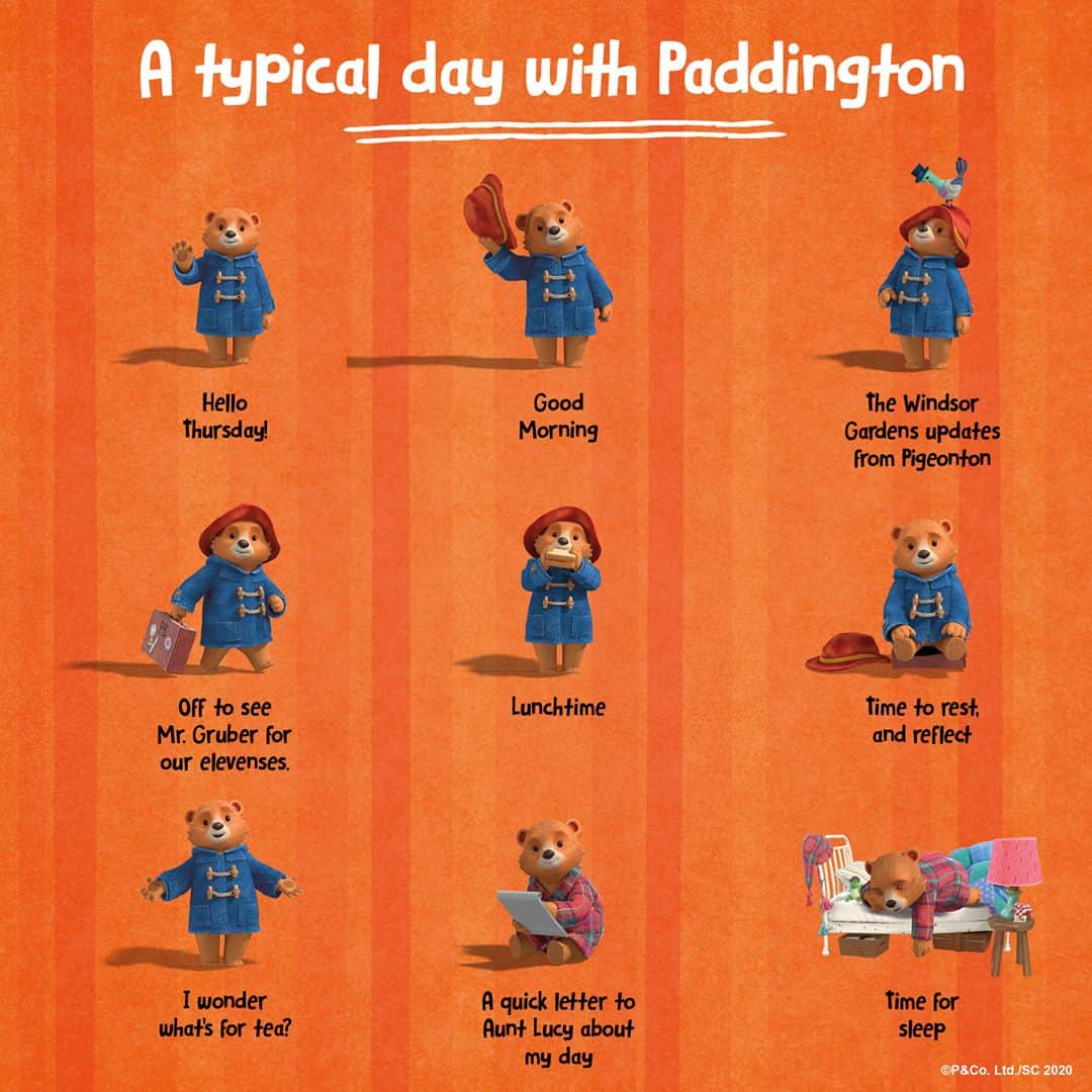 Paddington Bearさんのインスタグラム写真 - (Paddington BearInstagram)「Ever wondered what Paddington does all day? Here's a quick summary...」9月19日 18時13分 - paddingtonbear
