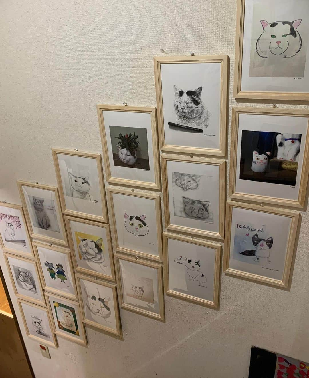 Kachimo Yoshimatsuさんのインスタグラム写真 - (Kachimo YoshimatsuInstagram)「みんなのナナクロ展の作品を全て家の中に飾りました。このぎゅーぎゅー感。 #うちの猫ら #ナナクロ #みんなのナナクロ展 #ナナクロ大好き #ナナクロの絵 #猫 #ねこ #cat #ネコ #catstagram #ネコ部 http://kachimo.exblog.jp」9月19日 18時52分 - kachimo