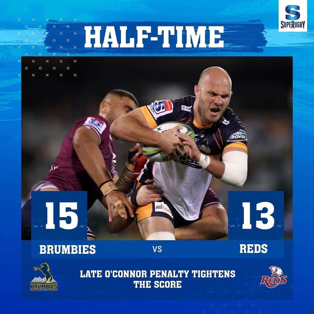 Super Rugbyさんのインスタグラム写真 - (Super RugbyInstagram)「HALF-TIME  REDS VS BRUMBIES  Brumbies go into half-time with a close lead.  #SuperRugby25Years #SuperRugbyAU #BRUvRED」9月19日 19時05分 - superrugby