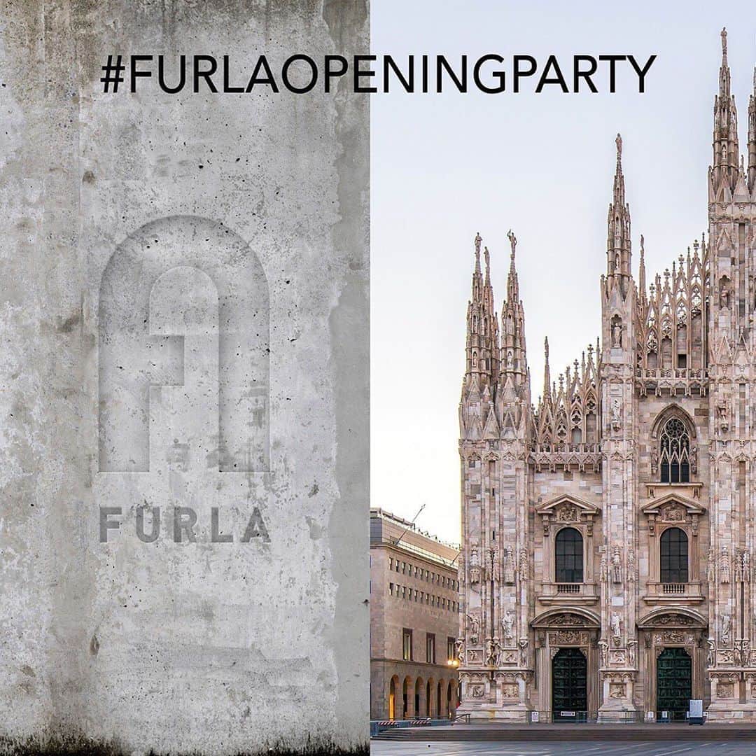 フルラのインスタグラム：「Milano Piazza Duomo. Get ready for an immersive experience within the Furla world.  #furlaopeningparty#furla#accessories #fashion」