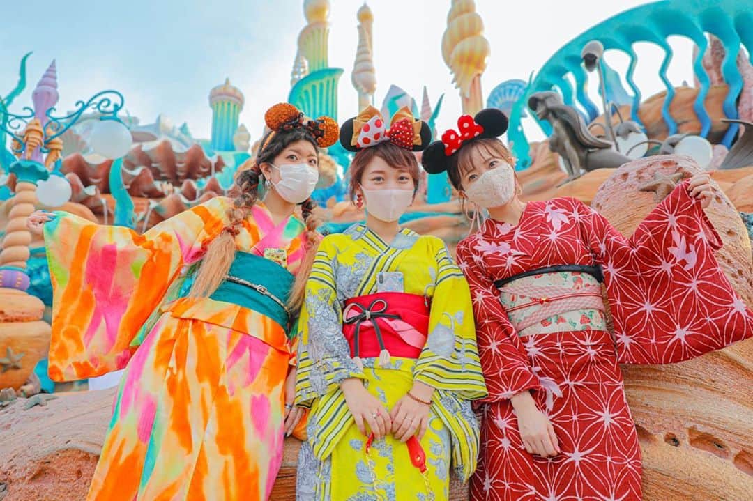 くまみきさんのインスタグラム写真 くまみきinstagram 派手派手 浴衣ディズニー楽しかった Grwm動画アップしたからみてねん この写真こーちゃんが撮ってくれたんだけど 撮るの真剣すぎてこーちゃんのおぱんつ丸見えだったセクスィーな思い出