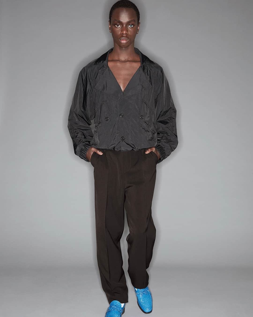 オープニングセレモニーのインスタグラム：「Tailoring anorak for our FW20. See more on our website.⁠ ⁠ 📸 by @julienmartinezleclerc / styling by @nathankleinstyling/ hair by @pierresaintsever / make-up by #cecileparavina / model @prince_coulio」
