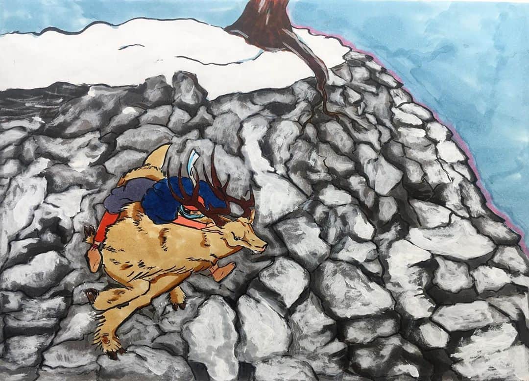 LiLi （矢野り々子）さんのインスタグラム写真 - (LiLi （矢野り々子）Instagram)「岩山を駆ける Run on a rocky mountain.  lili 13yrs old.  #白い筆ペン #墓石補修用だった😞🙏🏻 #矢野り々子」9月19日 22時30分 - liliko.y