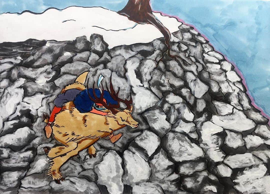 LiLi （矢野り々子）さんのインスタグラム写真 - (LiLi （矢野り々子）Instagram)「岩山を駆ける Run on a rocky mountain.  lili 13yrs old.  #白い筆ペン #墓石補修用だった😞🙏🏻 #矢野り々子」9月19日 22時30分 - liliko.y