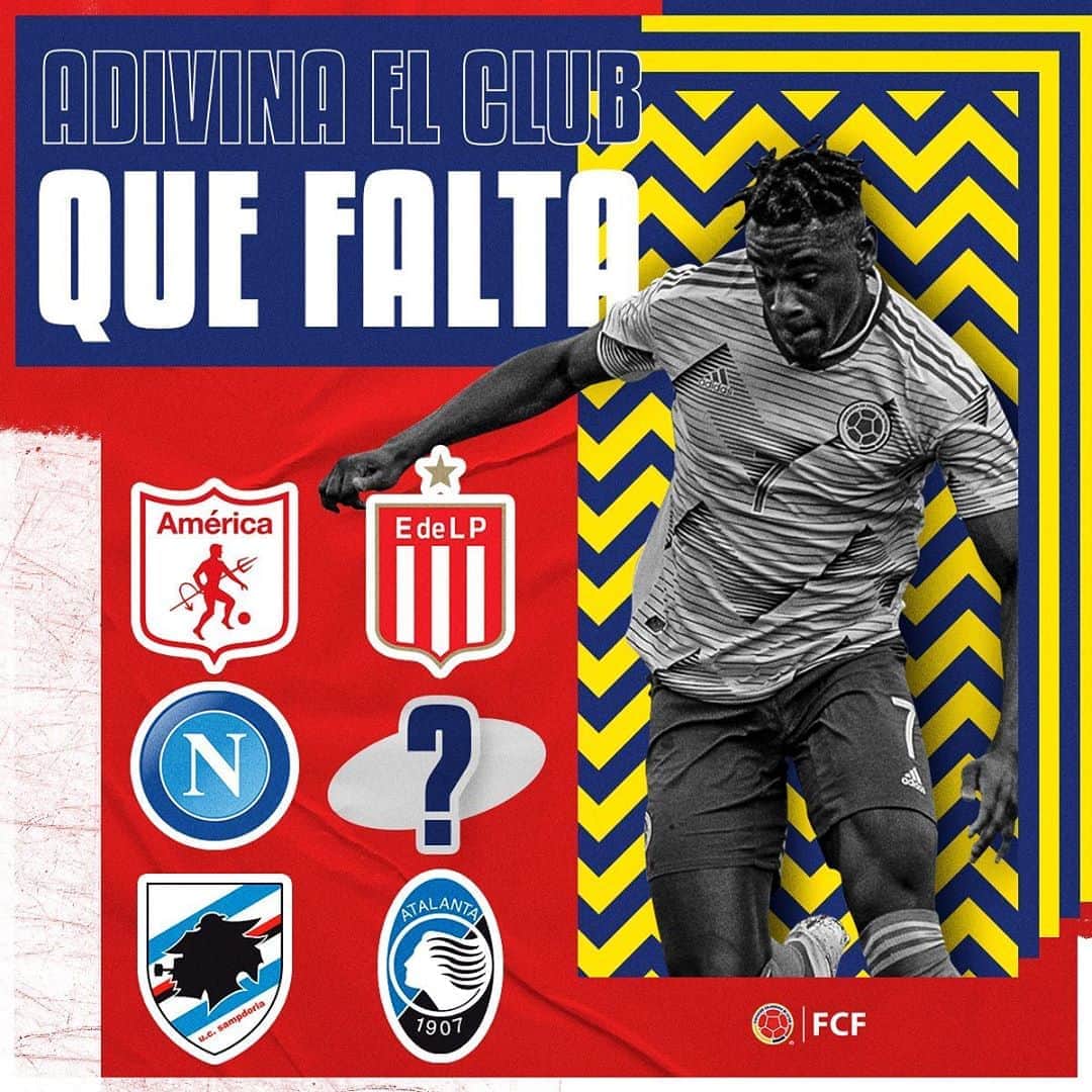 サッカー コロンビア代表チームのインスタグラム：「¡Adivina el equipo 🔮!   ¿Cuál es el club que falta en la carrera de @duvanzapata91 ? ⚽🏃  Comenta con tu respuesta ✍️」