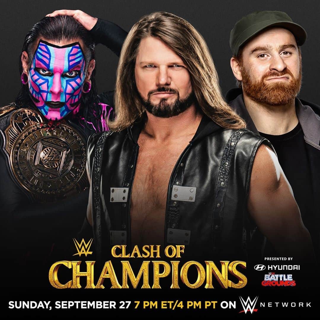 WWEさんのインスタグラム写真 - (WWEInstagram)「As first reported on #TalkingSmack, @jeffhardybrand, @ajstylesp1 and @samizayn will end the #ICTitle debate in a #TripleThreat #LadderMatch at #WWEClash!」9月19日 23時27分 - wwe