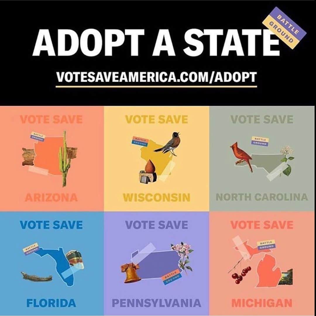 マーシャ・トマソンのインスタグラム：「If you believe in a more just, fair and generous America, consider adopting a state.  You don't live in a battleground state. So how do you help out in the states that will determine who wins in 2020? Adopt A State has an answer: No matter where you live, you can directly support the work of organizers, volunteers, and candidates in the six key battleground states that will be most important to delivering a progressive majority in 2020. Just pick a state, sign up, and Adopt A State will get you everything you need to make a big difference this November. Link in bio.」