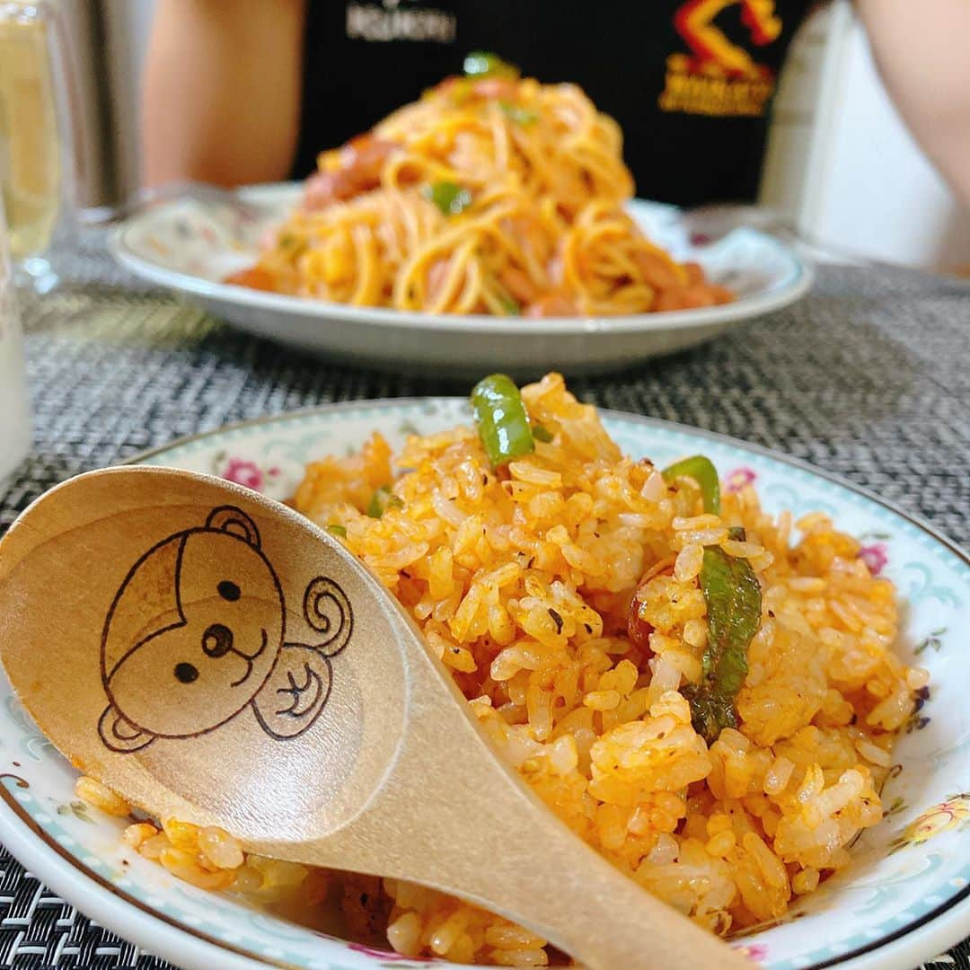 岡村咲さんのインスタグラム写真 - (岡村咲Instagram)「昨日の夕飯、またナポリタン🍝私は米粉麺無くてチキン無しライスに😂 #saki_foodallergy」9月20日 12時35分 - sakiokamura_official