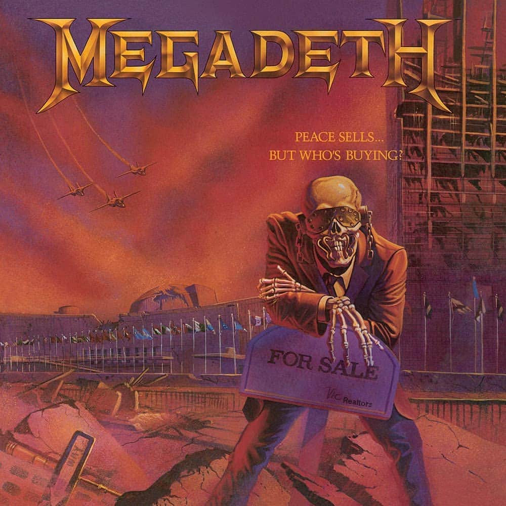 Megadethのインスタグラム：「On this day in 1986, our second studio album PEACE SELLS… BUT WHO’S BUYING was released. What's your favorite track? Listen to it here: megadeth.lnk.to/peacesells」