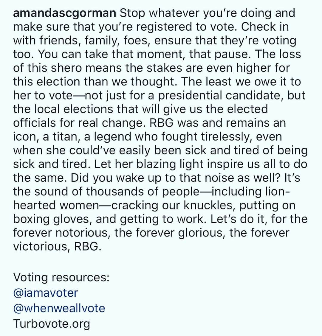 ケイト・ボスワースさんのインスタグラム写真 - (ケイト・ボスワースInstagram)「#VOTE  Thank you for these words  @amandascgorman you never cease to amaze me. 💛」9月20日 3時34分 - katebosworth