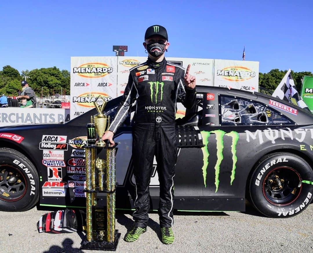 のインスタグラム：「Congratulations to @tygibbs_ on his 5th ARCA Menards Series Win leading 199 of 200 laps at Winchester, IN!! 🏁  #NASCAR #Racing #Motorsport #MonsterEnergy」