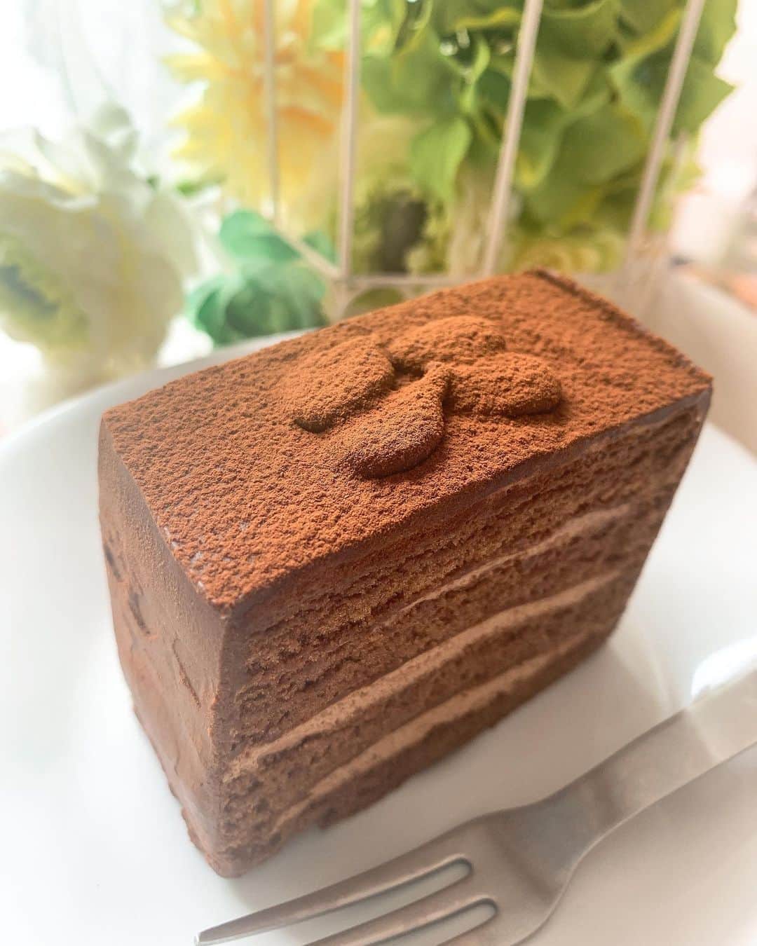 愛純もえりのインスタグラム：「甘くてちょっとほろ苦い、くらいが好みです☕️  #チョコレートケーキ #お持ち帰り #ケーキ屋さん巡り」