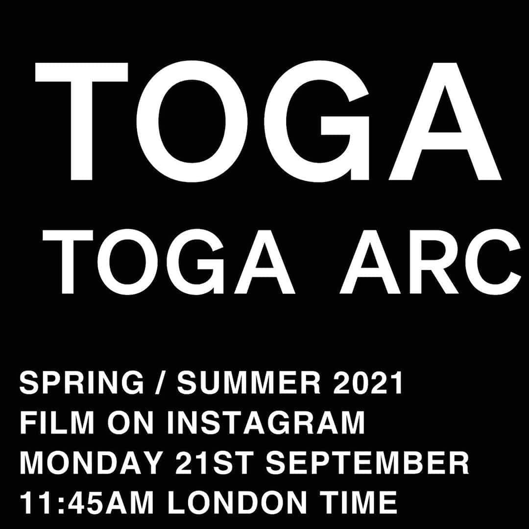 TOGAさんのインスタグラム写真 - (TOGAInstagram)「TOGA SPRING / SUMMER 2021 FILM ON INSTAGRAM START 21ST SEP 11:45AM LONDON TIME (21ST 7:45PM JAPAN TIME) ・ #toga #togaarchives #lfw」9月20日 17時58分 - togaarchives