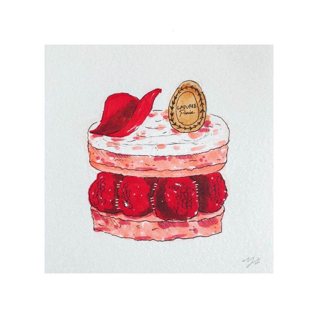 渥美友里恵のインスタグラム：「🧁  前に食べたkawaii cake  #ゆり画」