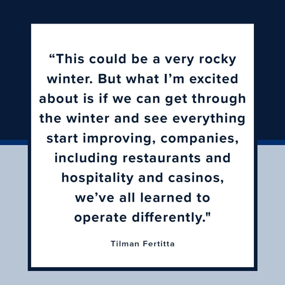 CNBCさんのインスタグラム写真 - (CNBCInstagram)「Landry’s CEO and Chairman Tilman Fertitta said on Tuesday that restaurants that manage to survive the coronavirus pandemic should be able to apply valuable lessons that could make their businesses more profitable. The billionaire restaurant and casino owner said 2022 “could be a spectacular year.” ⁠ ⁠ “I’ve never been one to always look out 15 months, but that’s what we have to do today,” Fertitta said. “Because if we can get back, all companies, flat to negative 10% in same-store sales, I think these companies are going to have 10% better profits than they were going to have before this pandemic even started, because we’ve all learned to operate so much more efficiently.”⁠ ⁠ However, Fertitta warned of a challenging few months ahead as the weather turns cold in many parts of the U.S. and the coronavirus coincides with seasonal influenza. ⁠ ⁠ Full story at the link in bio.」9月21日 6時01分 - cnbc