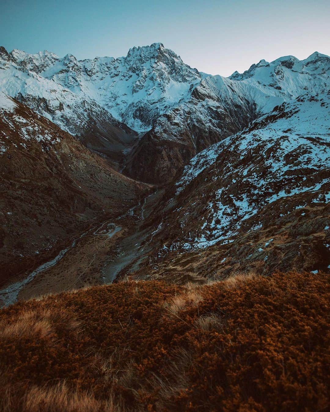 Alex Strohlさんのインスタグラム写真 - (Alex StrohlInstagram)「France’s first national park — inspired by the early success of the U.S national park system, the French were able to protect this magical section of the Alps in the early 1970’s but finding large swaths of undeveloped land proved to be a challenge... @lyesk and I spent an early winter day scrambling around and saw a total of 3 people. I shot this photo of Le Sirac in the timid light as we walked down to the car. We both made a promise to come back and spend more time here..」9月20日 23時41分 - alexstrohl