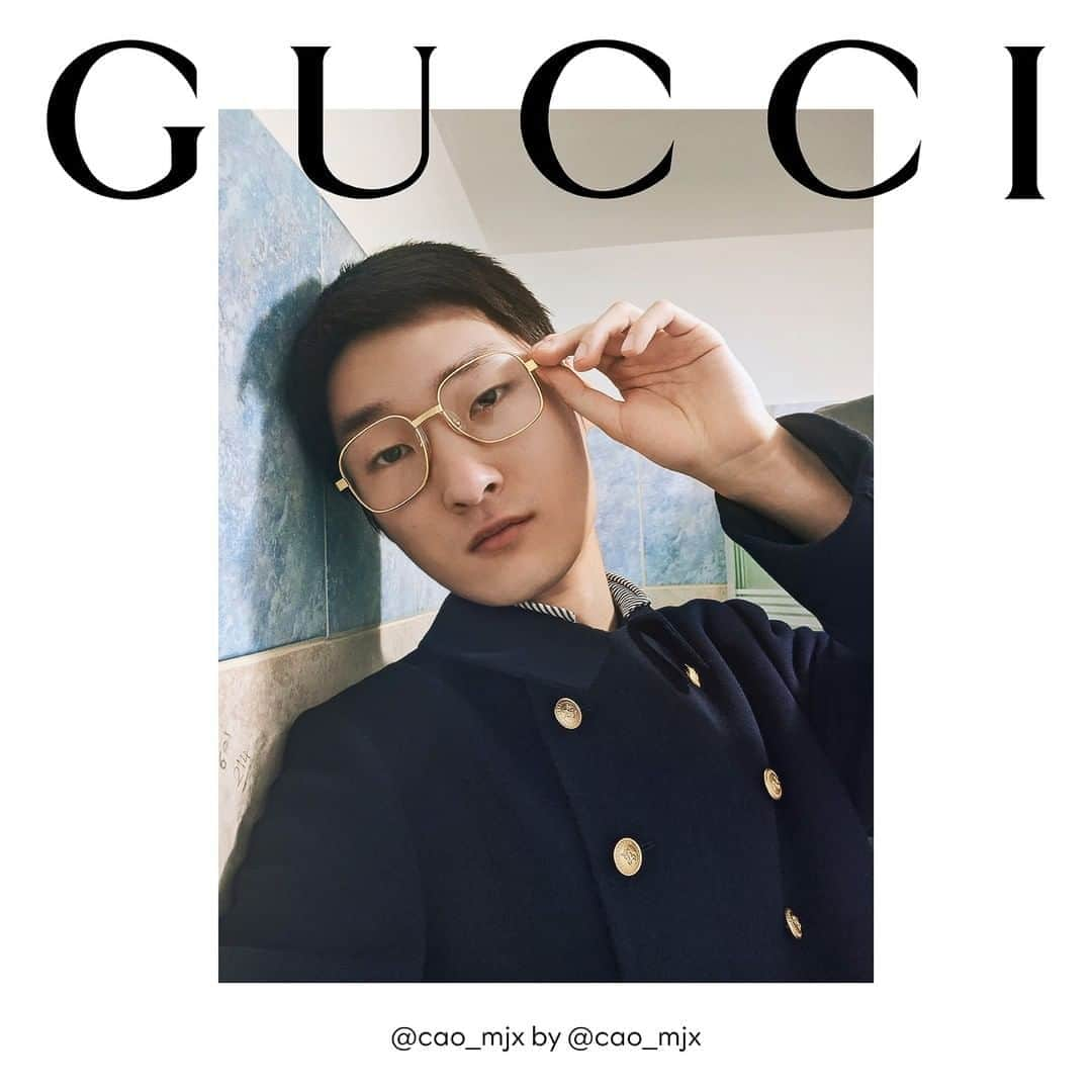 グッチさんのインスタグラム写真 - (グッチInstagram)「@cao_mjx in a self-portrait part of the #GucciTheRitual campaign, wearing new #GucciEyewear glasses with a shiny gold metal frame designed by @alessandro_michele. Discover more through link in bio. #GucciFW20 #AlessandroMichele」9月21日 1時00分 - gucci