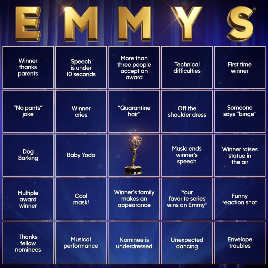 アメリカン・ブロードキャスティング・カンパニーのインスタグラム：「The #Emmys are playing it safe this year. Play along with the live show and let us know your score!」