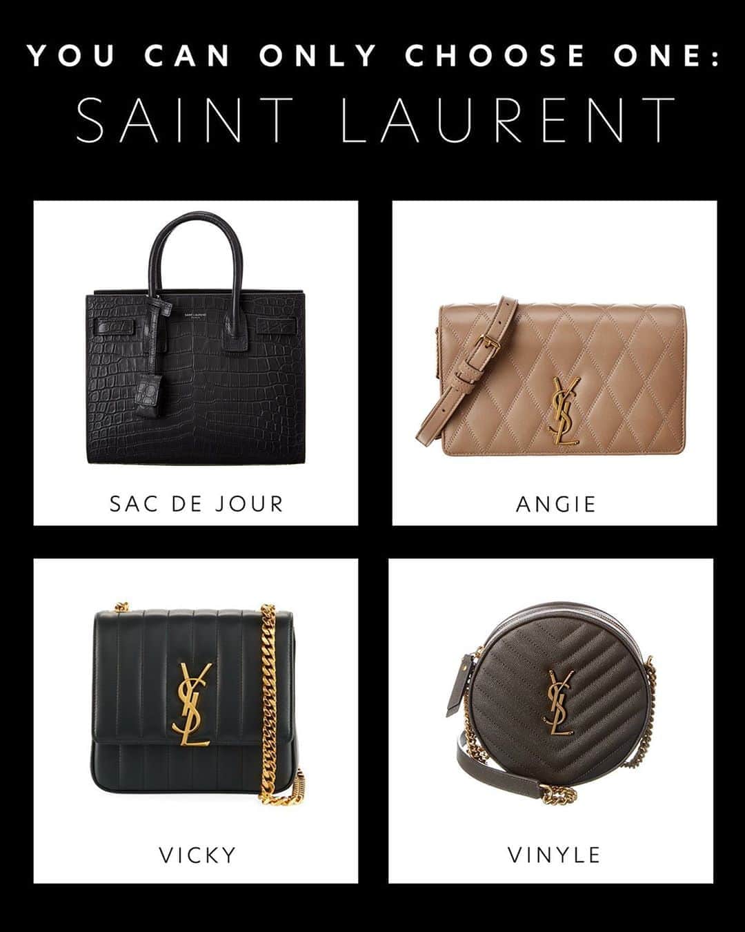 GILTのインスタグラム：「Let’s make things interesting. Comment which #SaintLaurent bag you’d choose AND which one you think your BFF would choose.」