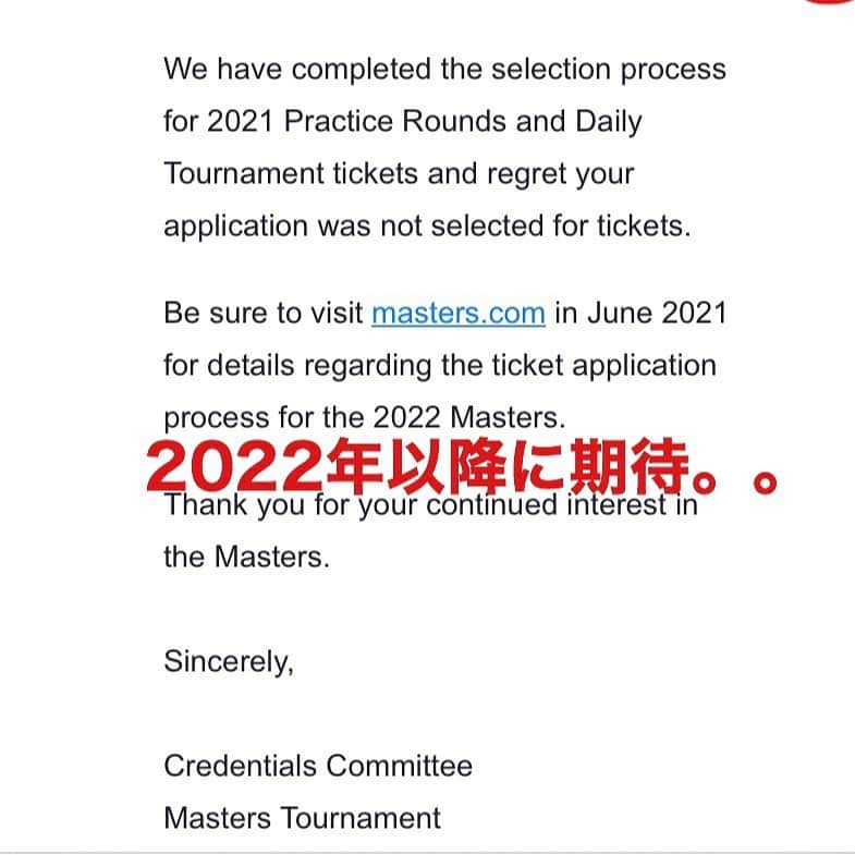 三浦辰施さんのインスタグラム写真 - (三浦辰施Instagram)「来年もハズレた〜💦💦 朝から悲鳴をあげたくなりましたが @tampro.golf_diet です。 ☆ 2021年のマスターズトーナメントのチケットハズレた〜💦 今年といい2年連続でのハズレ💦💦　昨年の楽しかったマスターズでの思い出がまたすぐ目の前で観れるだろうと思っていただけに。。。 ☆ というか今年無観客での開催ならばそのチケットは払い戻し？それとも来年のチケットへ繰り越し？？　どちらにしても来年も動員がどこまでできるかもわからない中での抽選だっただけに周りに当たった人おらんのか。。。⁉️ ☆ ☆ @themasters  #マスターズ ・ ・ 【#ゴルフ】【#golf】【#골프】 ・ 【#ダイエット】【#ダイエット成功】 【#2年間で60キロのダイエットに成功したプロゴルファーの生活 】 ・ 【#ゴルフスイング】 【#ゴルフレッスン】 【#ゴルフレッスン動画】 【#golfnetTV】【#Gridge】 ・ 【#ティーチングプロ】 【#ゴルフコーチ】 【#三浦辰施】　【#たむプロ】 ・ 【#インドアゴルフ】 【#PleasureGOLF市が尾】 【#PleasureGOLFアツギトレリス】 【#打ちっぱなし】 ・ 【#ゴルフ初心者】【#ゴルフバカ】 ・ 【#ゴルフウェア】 【#アルチビオ】【#archivio】 【#ブッシュネル】【#azasgolf】」9月21日 7時43分 - tampro.golf_diet