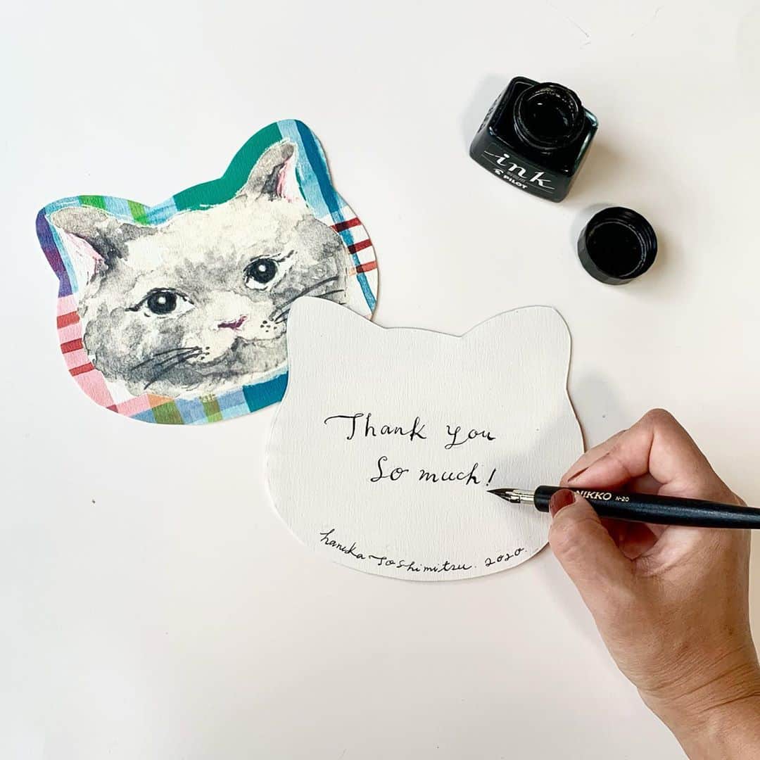 利光春華さんのインスタグラム写真 - (利光春華Instagram)「Thank you so much❗️  今回は手づくり猫カードにしてみました😻  いつもありがとうございます🐱  #オンラインショップ #イラストレーター #利光春華  #メッセージカード #猫カード」9月21日 10時11分 - harukatoshimitsu
