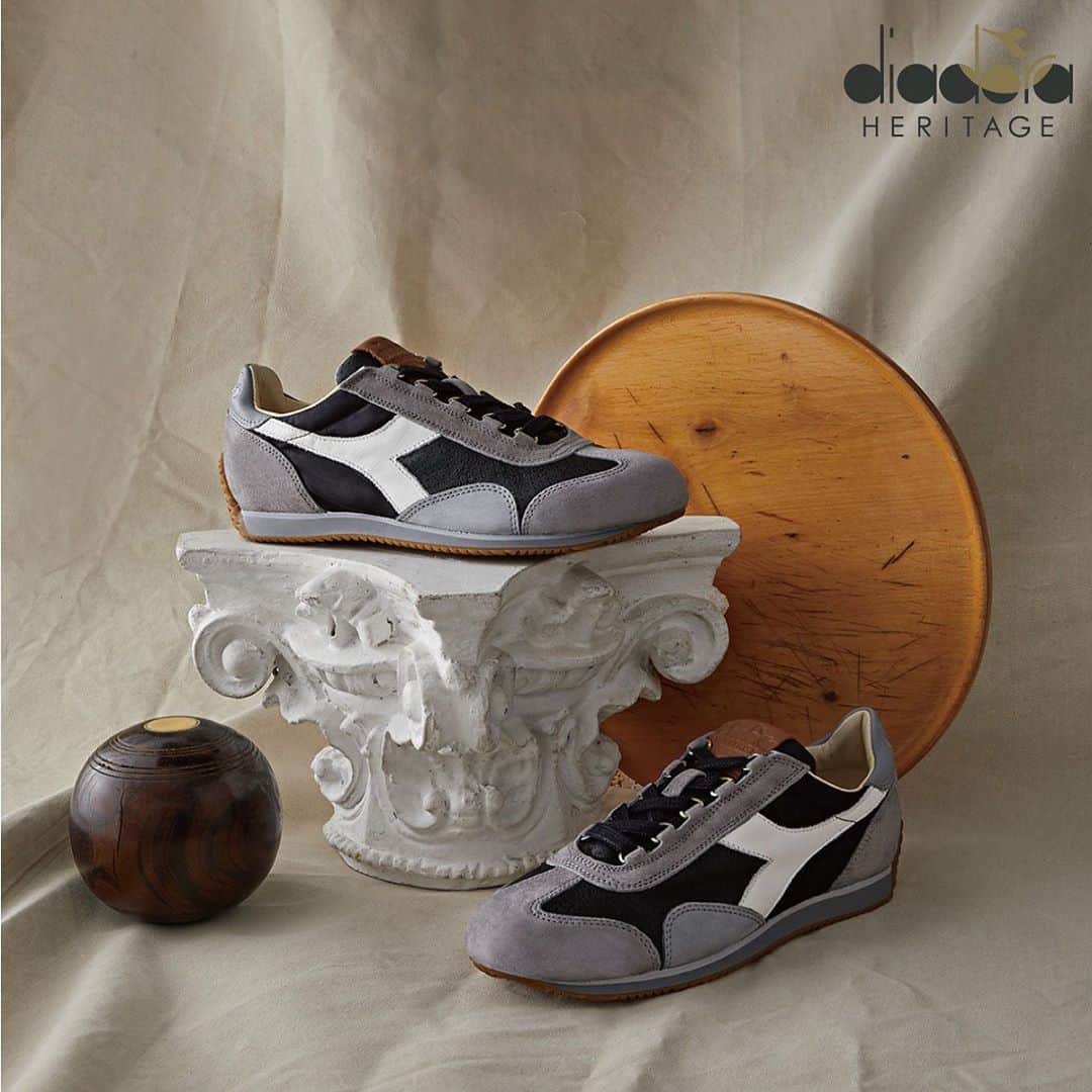 ディアドラのインスタグラム：「. 【diadora NEW PRODUCT INFORMATION】 . "equipe italy" . diadora heritageの象徴 "equipe" 70年代当時のシューズデザインを再現させ製造工程に必要な木型(ラスト)とソール用の金型も70年代当時と同じものを採用。 ハイクオリティなマテリアルのみに拘ったイタリアンクラフトマンシップを感じられる名作。 イタリアの洒落者から始まり国内外問わず圧倒的な評価を得る大人に向けた極上の逸足。 Made in Italy . #diadora #diadoraheritage #equipe #madeinitaly #makeitbright #sneakers #ディアドラ #ディアドラヘリテージ #メイドインイタリー #スニーカー」