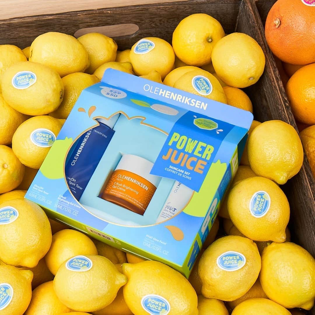 ウラヘンリクセンさんのインスタグラム写真 - (ウラヘンリクセンInstagram)「When life gives you lemons, skincare makes it better 😉 You’ve got the power to transform your skin with our new Power Juice Skincare Set including: 💙 0.5 oz PHAT Glow Facial 💙 2.2 oz Glow2OH Dark Spot Toner 💙 1.7 oz C-Rush Brightening Gel Crème (Full-size!) Want to take your skincare routine to the next level? Shop this set on OLEHENRIKSEN.com for only $50.00 ($69.00 value) 😱」9月21日 11時06分 - olehenriksen