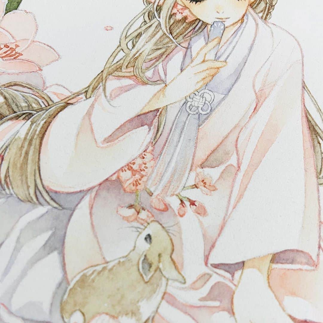 友風子/yufushiさんのインスタグラム写真 - (友風子/yufushiInstagram)「ほぼ完成  #illustration #イラスト #watercolor #水彩 #桜湯」9月21日 11時56分 - uko_yufushi