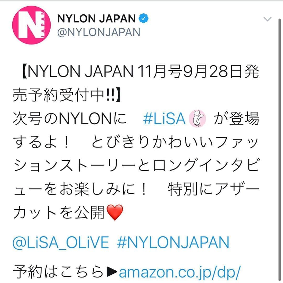 LiSAさんのインスタグラム写真 - (LiSAInstagram)「たっっっくさん写真撮っていただきまして、たっっっくさんインタビューしていただきまして、昔の写真やらお知らせやらなにやらたくさん🌻たっっっくさんですっ☻絶対ゲットしてください〜📸  RT 【NYLON JAPAN 11月号9月28日発売予約受付中‼︎】 次号のNYLONに　#LiSA   が登場するよ！　とびきりかわいいファッションストーリーとロングインタビューをお楽しみに！　特別にアザーカットを公開❤️  #NYLONJAPAN  @nylonjapan  https://www.nylon.jp」9月21日 14時52分 - xlisa_olivex