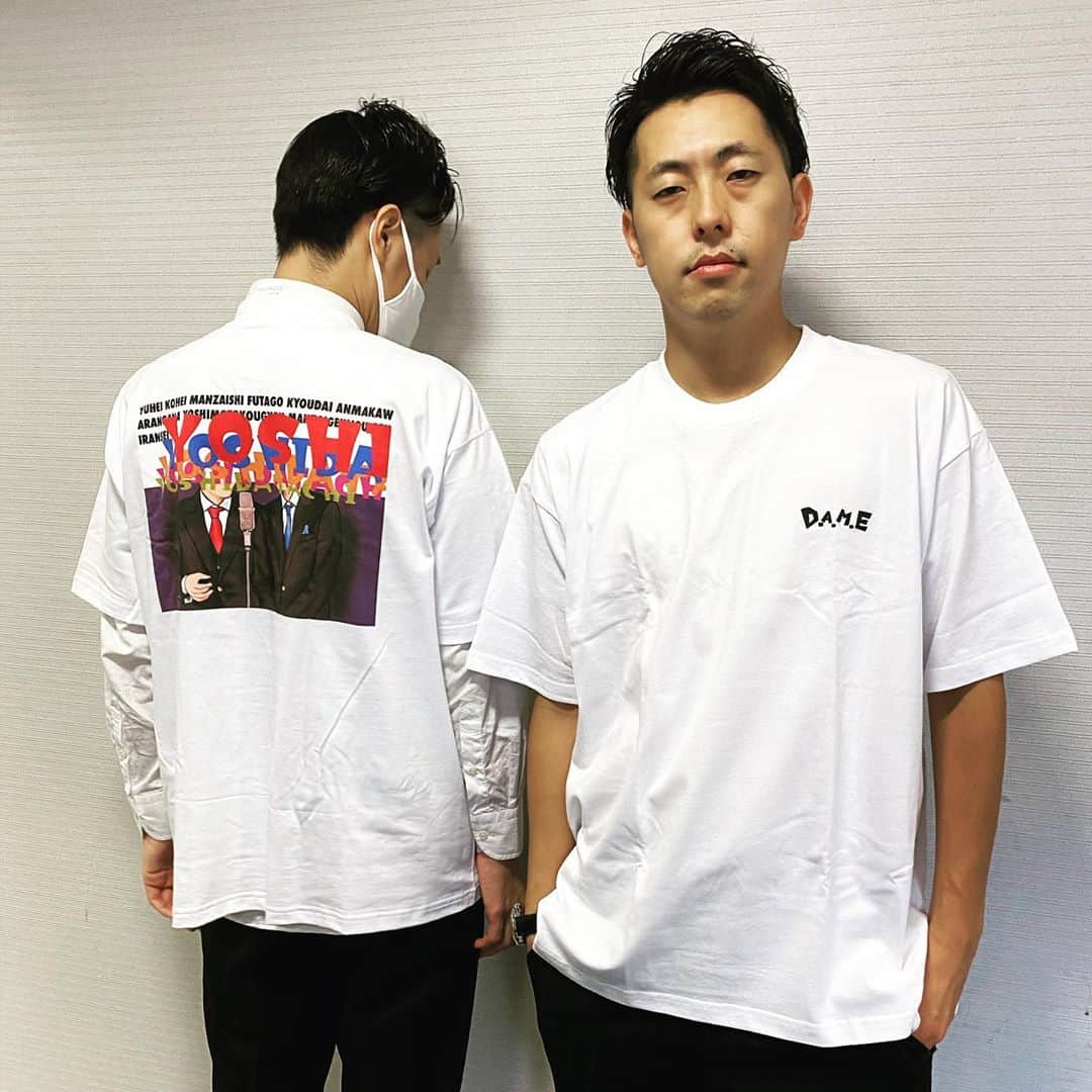 中村フーさんのインスタグラム写真 - (中村フーInstagram)「DAME FUTAGO Tシャツ ライブのグッズみたい。 #吉田たち #ゆうへい #こうへい #ヘンダーソン  中村　スズリ #で調べてみてください」9月21日 17時31分 - hendernakamura