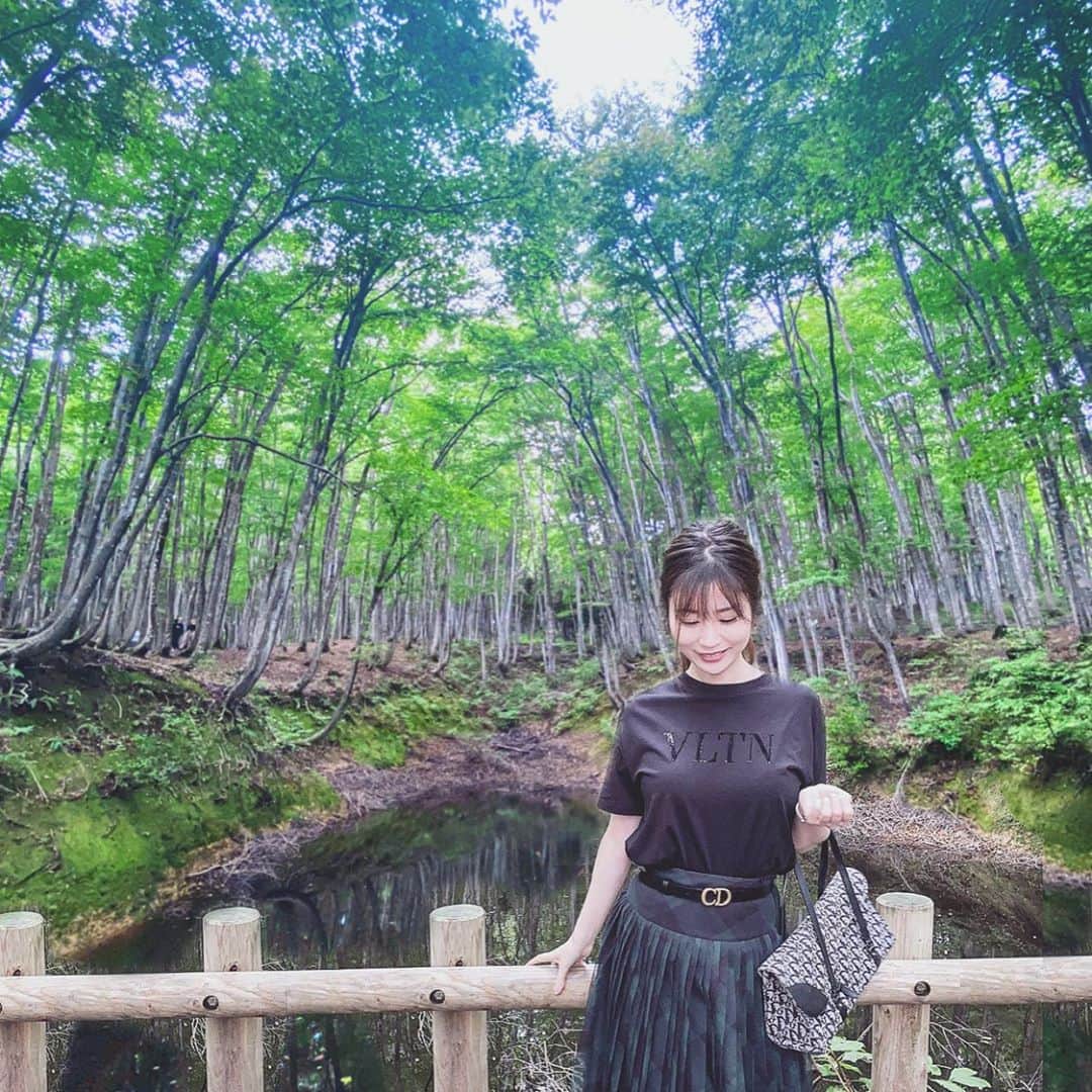 清水彩子のインスタグラム：「新潟の十日町にお出掛け🌿 スタッフに紹介してもらった美人林がとっても素敵な所だったぁ🌲❤️  #美人林 #十日町 #新潟さんぽ🌸」