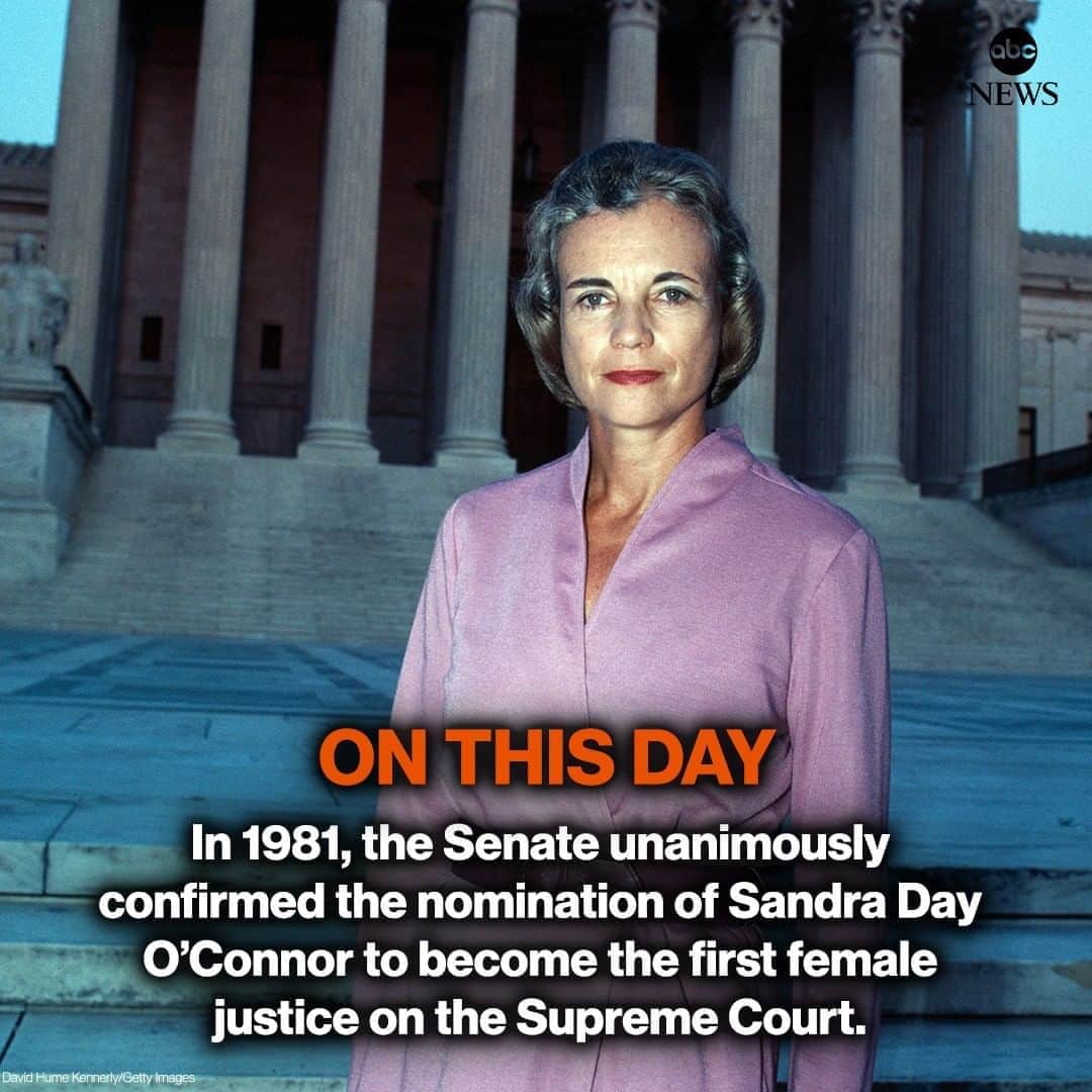 ABC Newsさんのインスタグラム写真 - (ABC NewsInstagram)「ON THIS DAY: In 1981, the Senate unanimously confirmed the nomination of Sandra Day O’Connor to become the first female justice on the Supreme Court. #onthisday #scotus #history」9月21日 19時12分 - abcnews